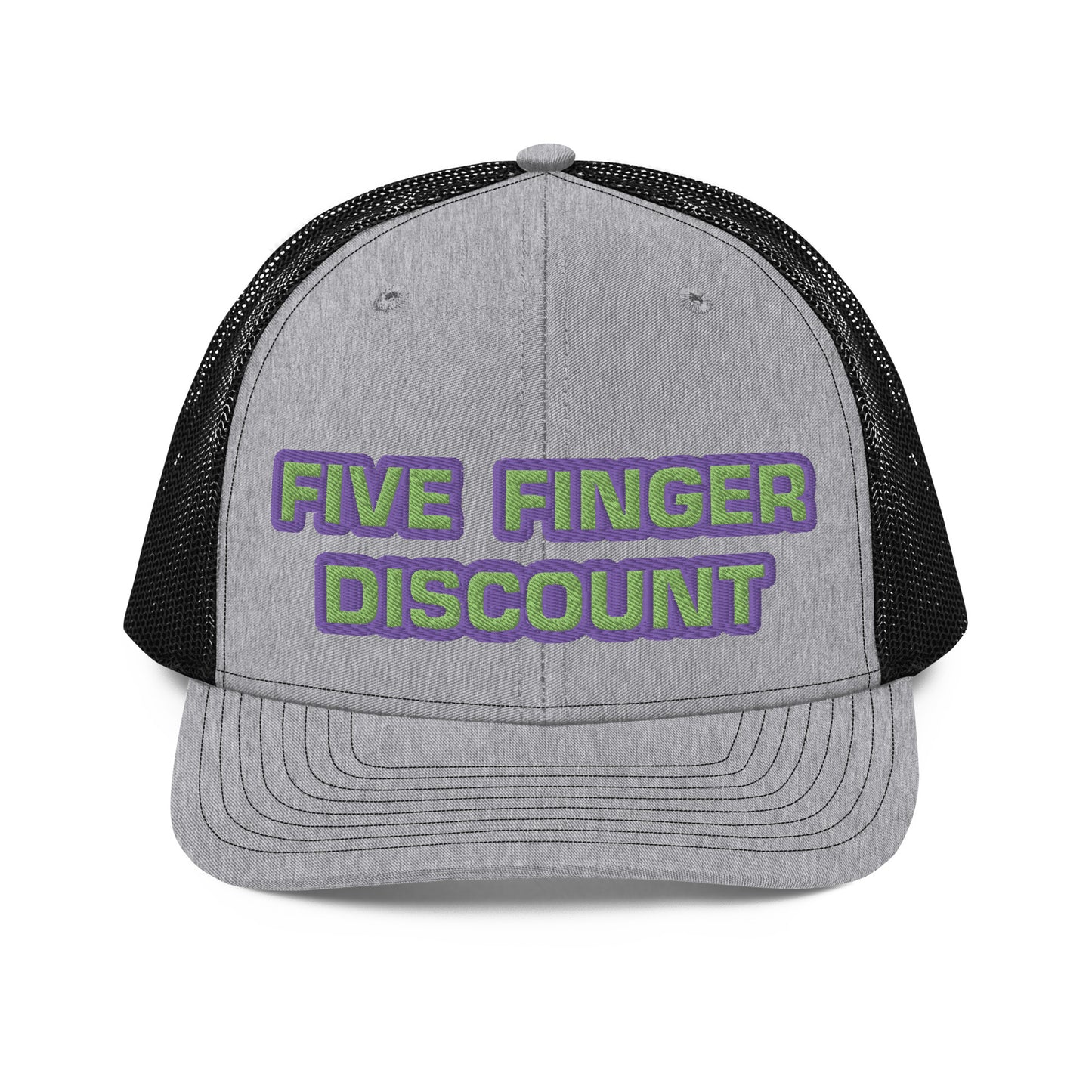 Five Finger Discount Purple & Green Embroidered Trucker Hat