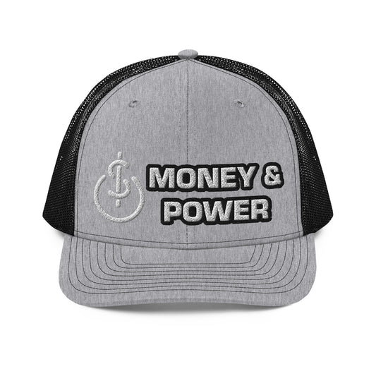 Money & Power White & Black Embroidered Trucker Hat