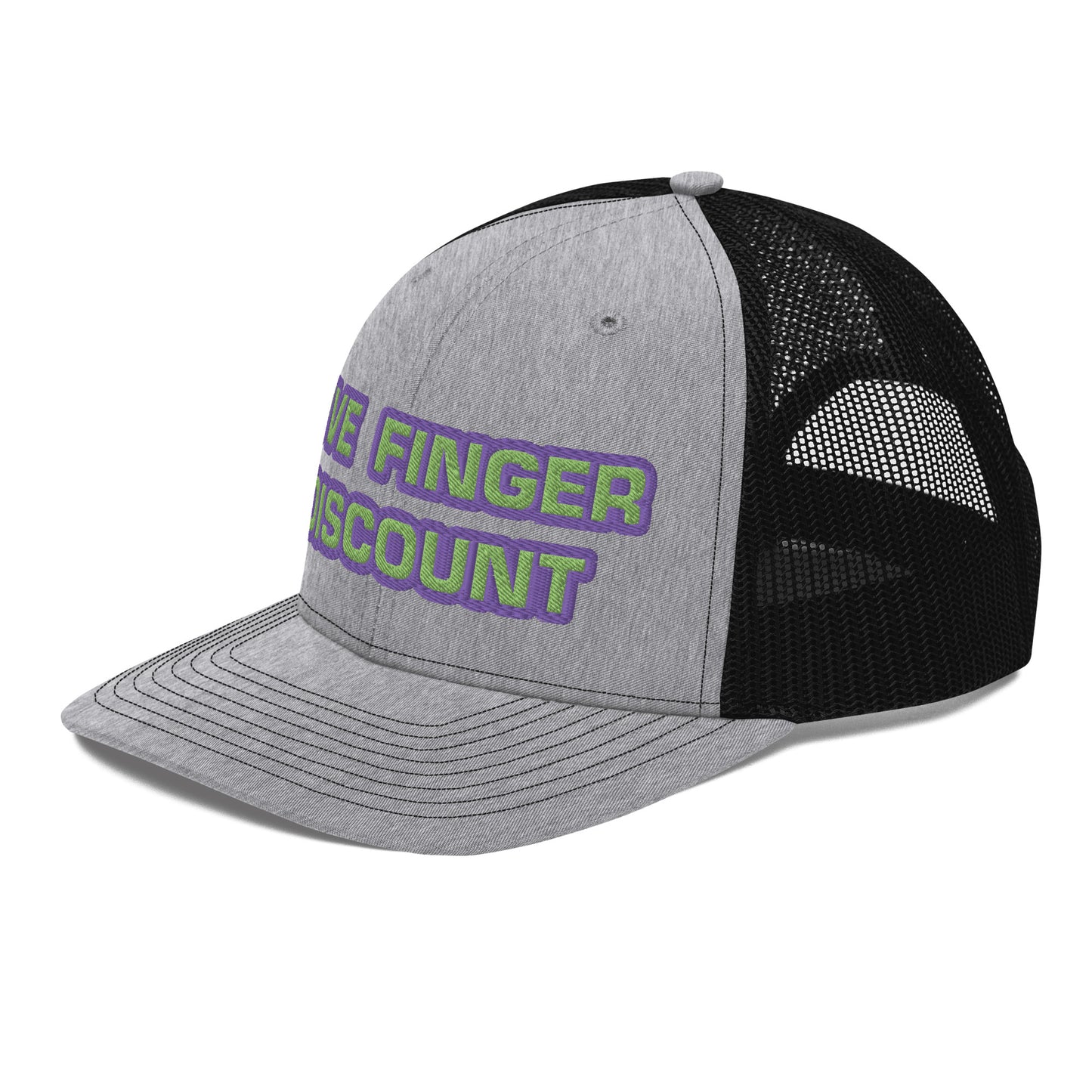 Five Finger Discount Purple & Green Embroidered Trucker Hat