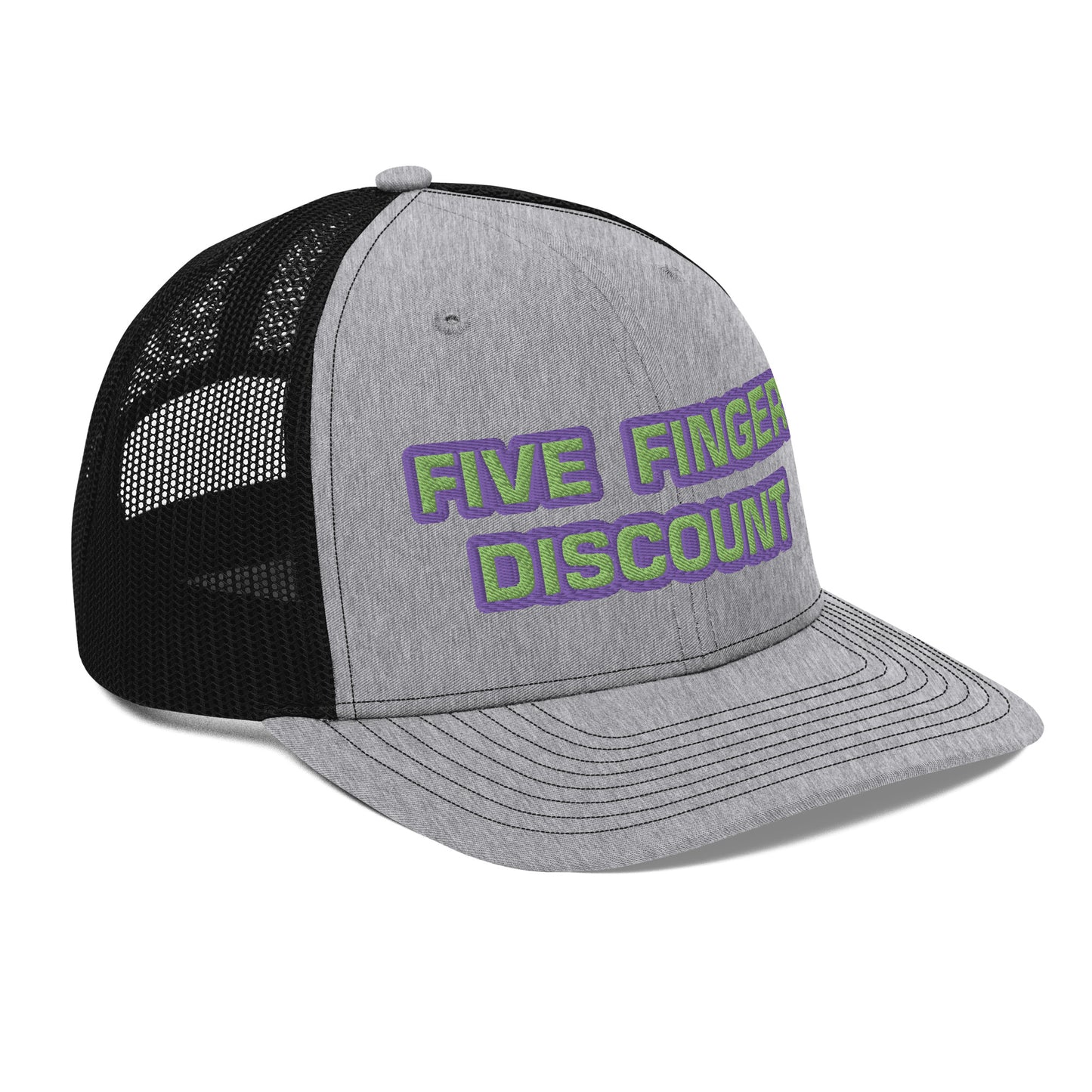 Five Finger Discount Purple & Green Embroidered Trucker Hat