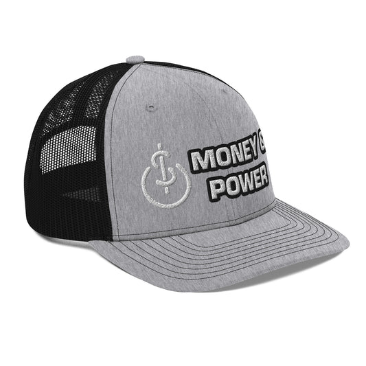 Money & Power White & Black Embroidered Trucker Hat