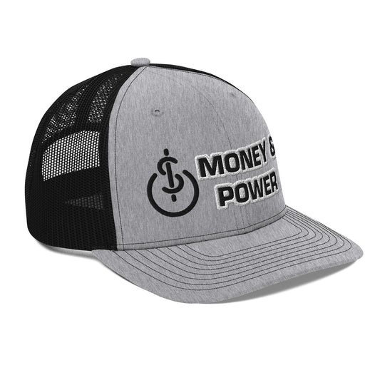 Money & Power Black & White Embroidered Trucker Hat