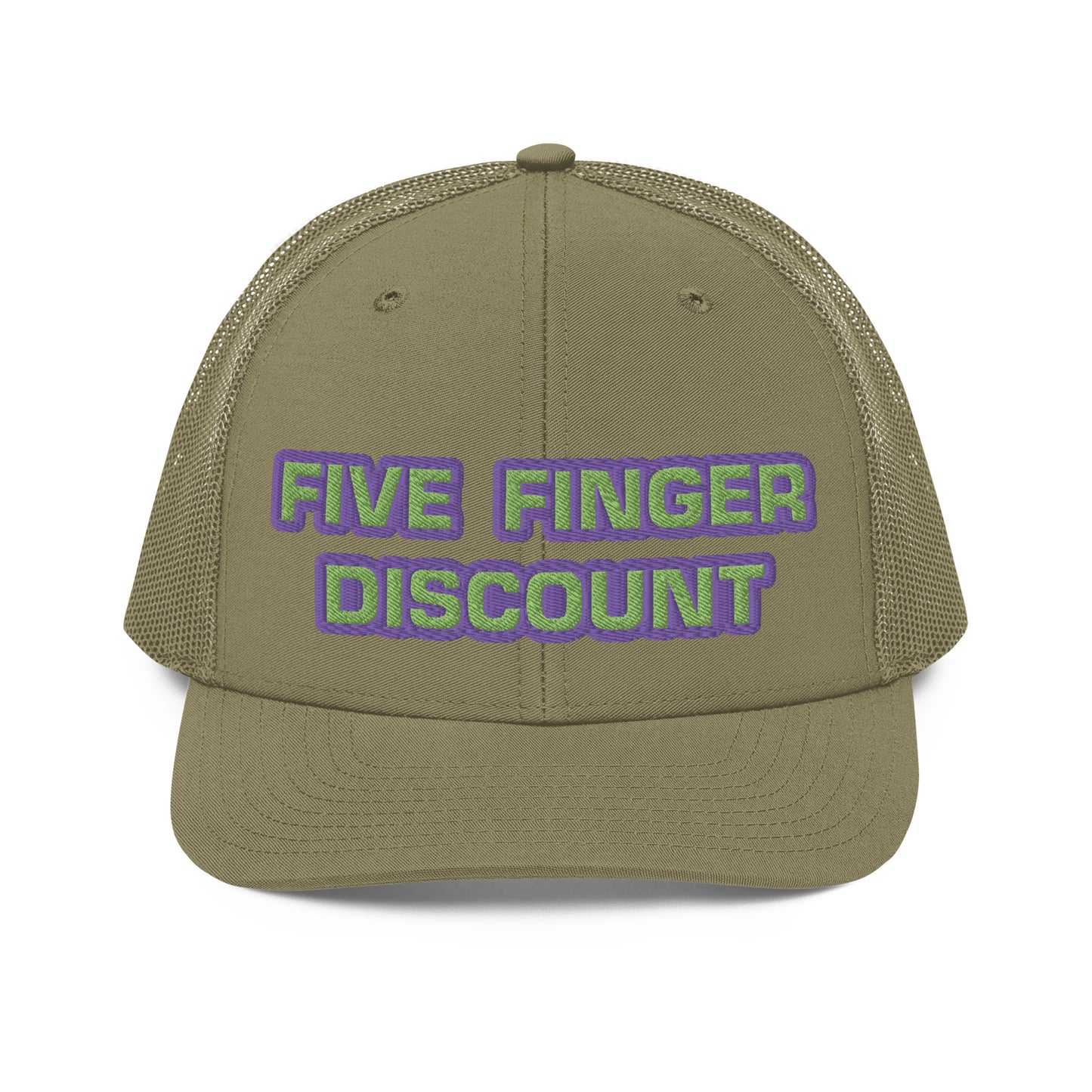 Five Finger Discount Purple & Green Embroidered Trucker Hat