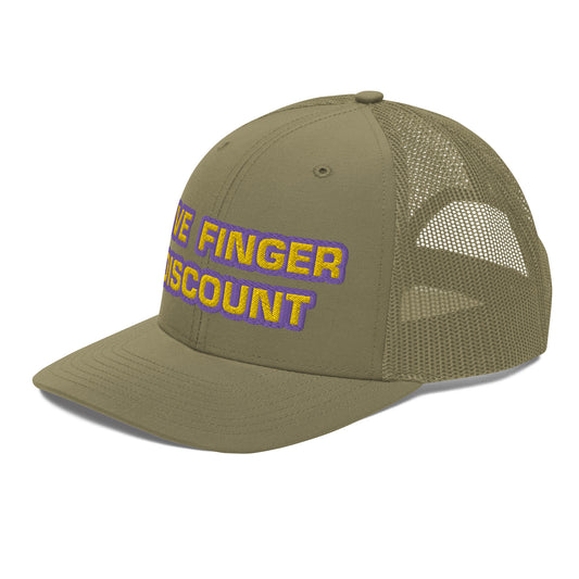 Five Finger Discount Gold & Purple Embroidered Trucker Hat