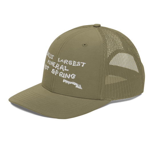 Worlds Largest Mineral Hot Spring White Trucker Hat