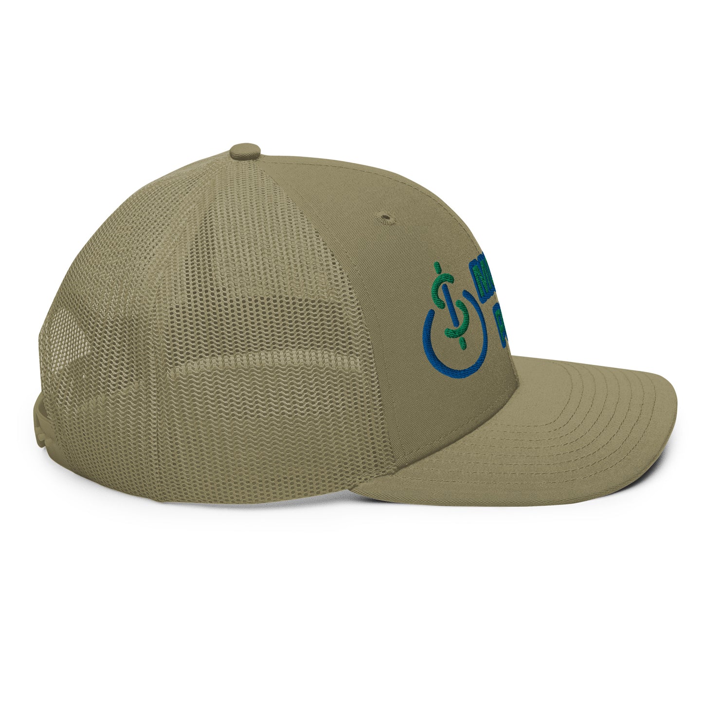 Money & Power Blue & Green Embroidered Trucker Hat