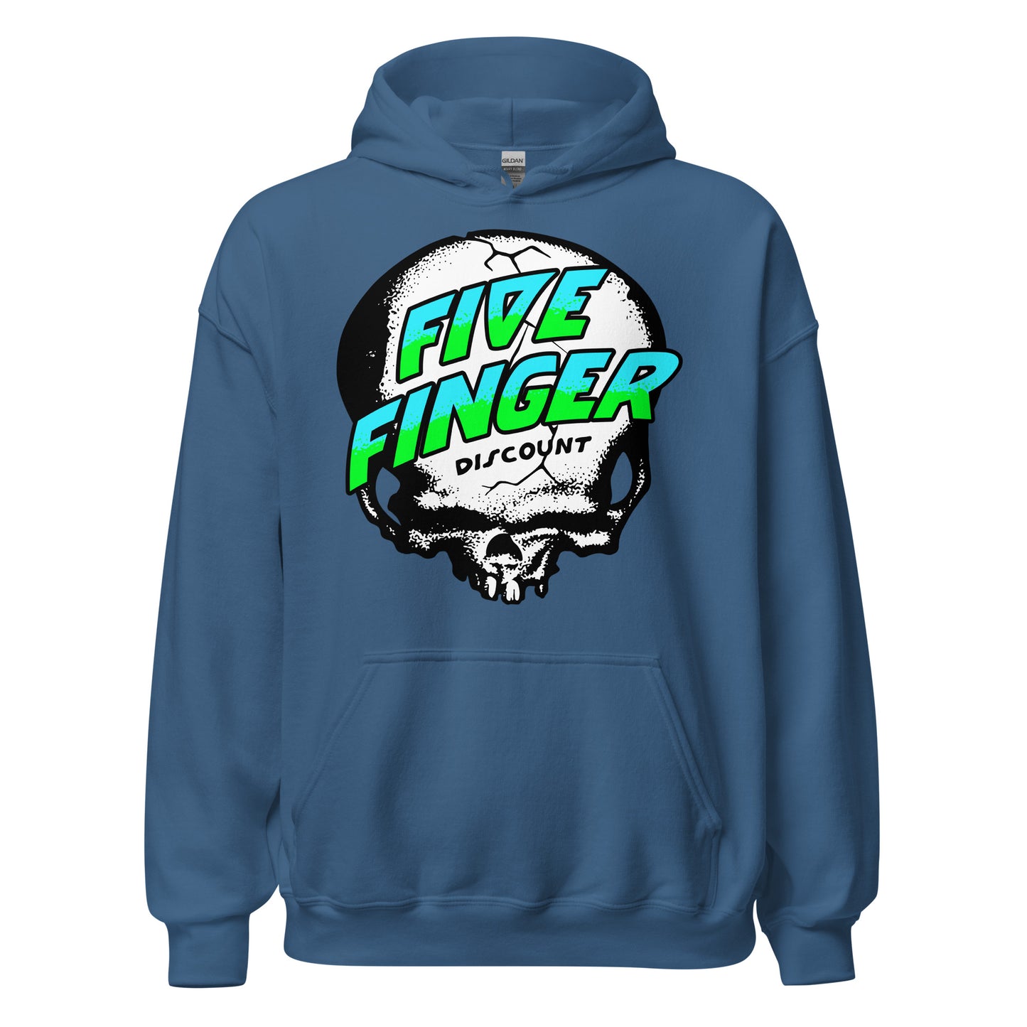 Five Finger Discount Skull Blue & Green Print Hoodie