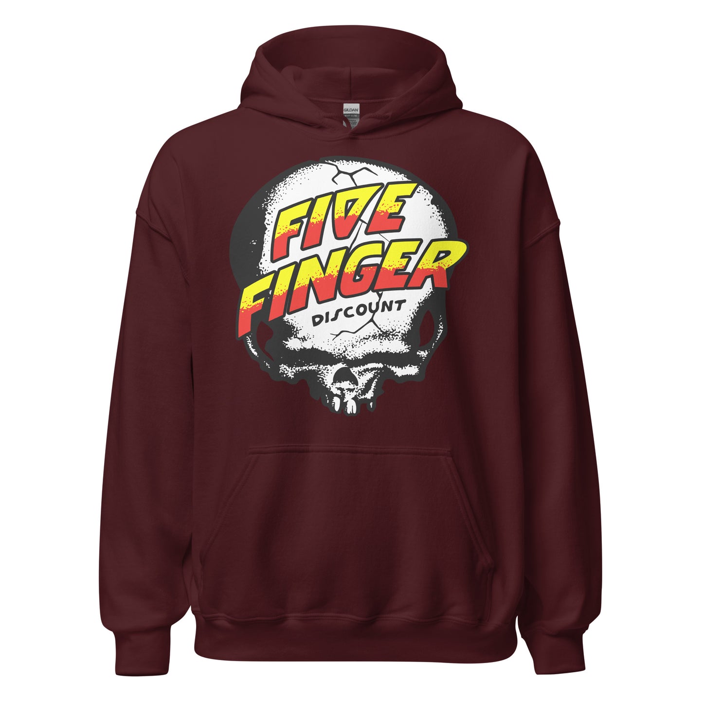 Five Finger Discount Skull Yellow & Red Print Hoodie