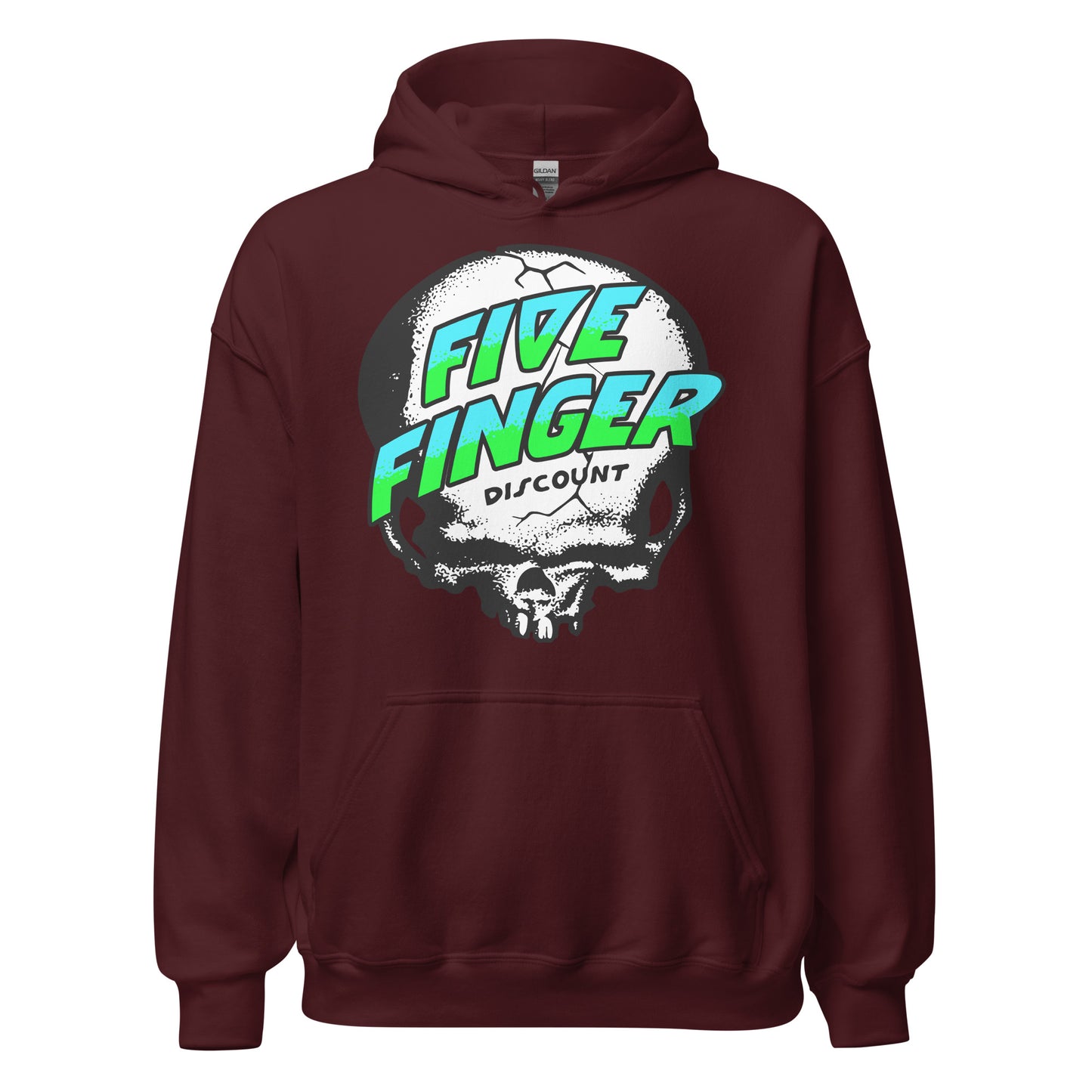 Five Finger Discount Skull Blue & Green Print Hoodie