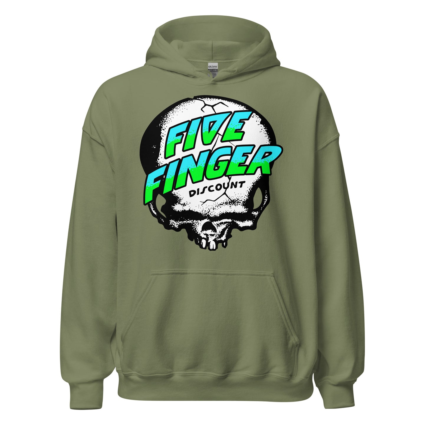 Five Finger Discount Skull Blue & Green Print Hoodie