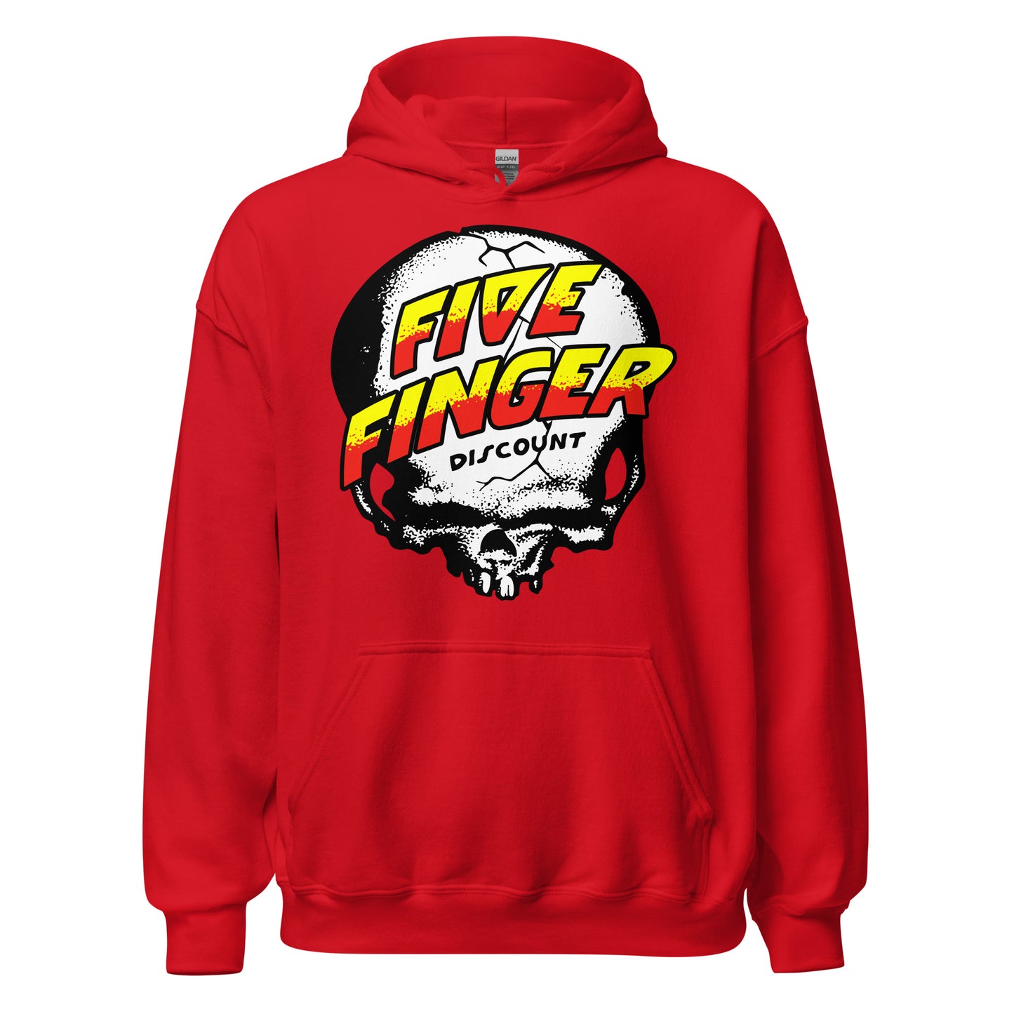 Five Finger Discount Skull Yellow & Red Print Hoodie