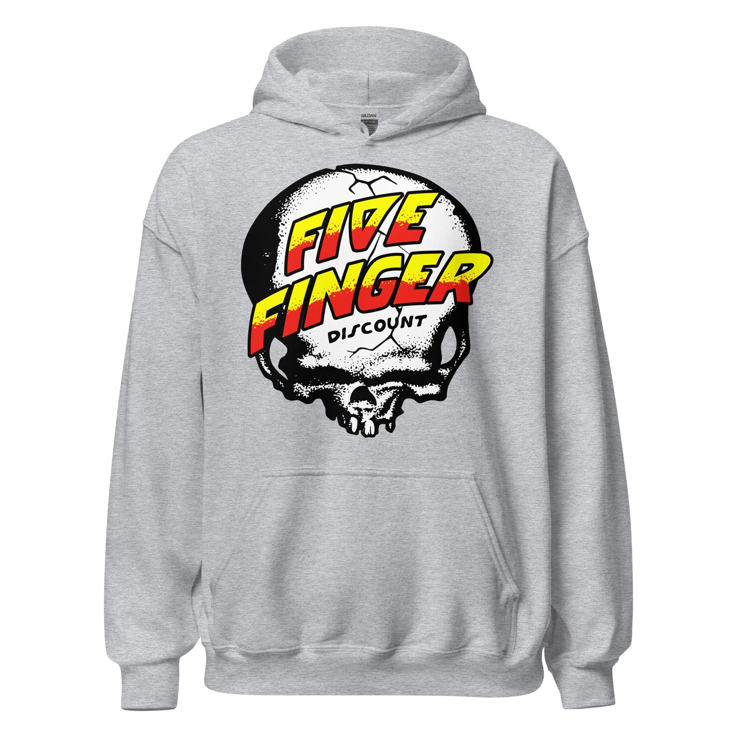 Five Finger Discount Skull Yellow & Red Print Hoodie