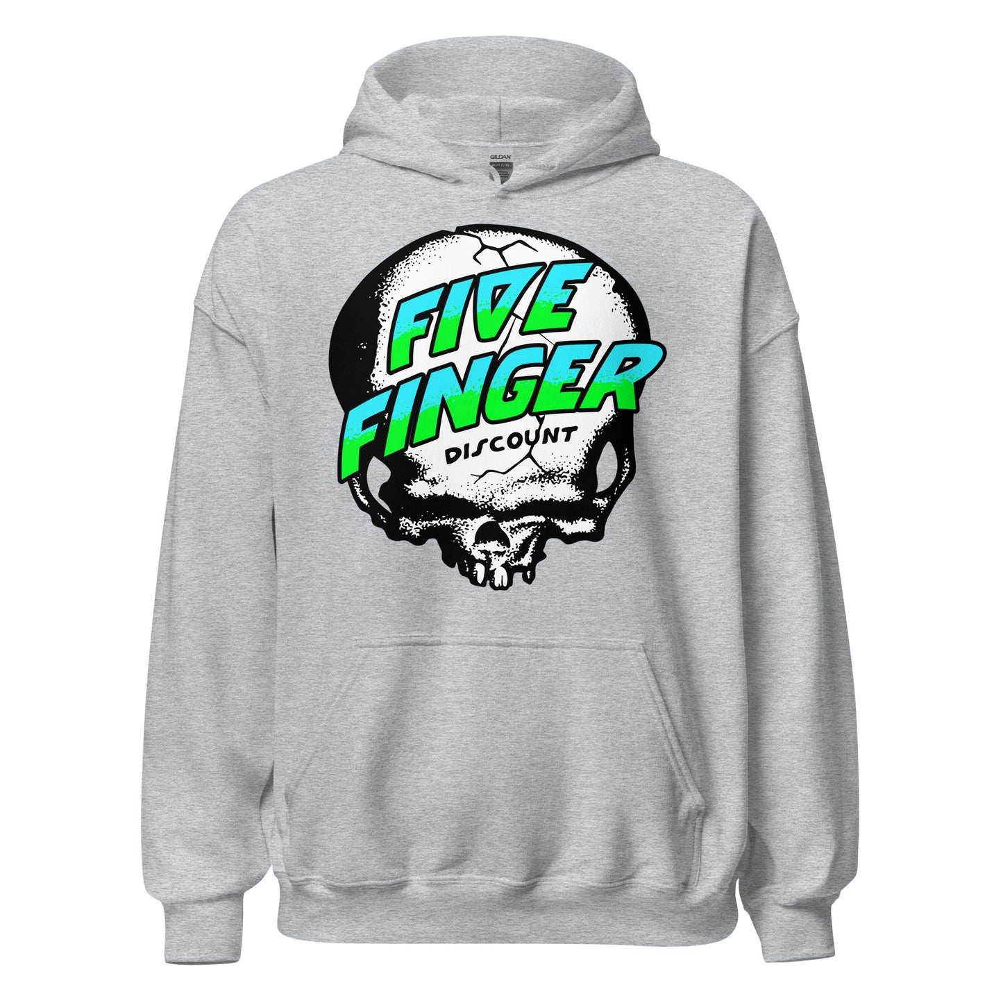 Five Finger Discount Skull Blue & Green Print Hoodie